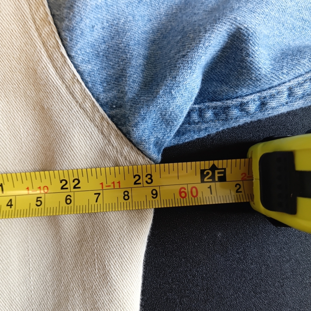 Vintage Riggins Two-Tone Denim & Khaki Button-Up Shirt Medium 80s 90s Cowboy - Picture 5 of 16
